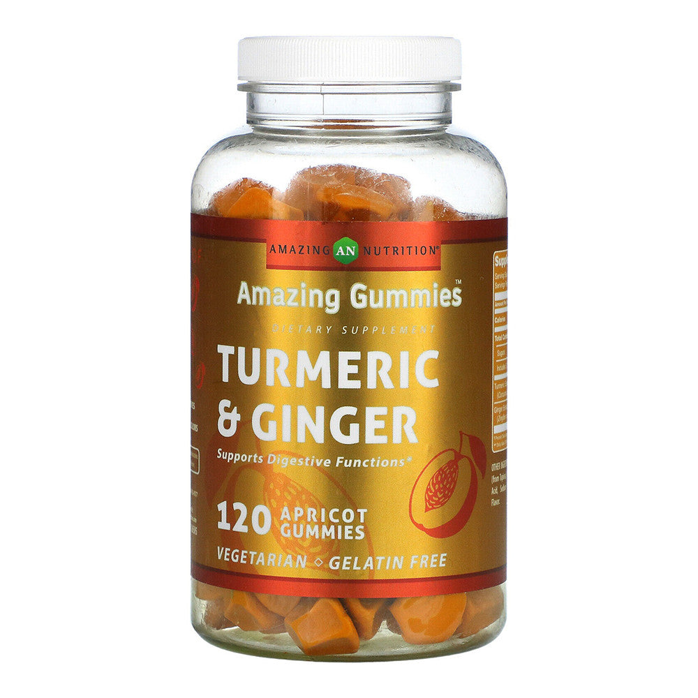 Amazing Nutrition Turmeric and Ginger Apricot Gummies for Digestion, 120 Ea